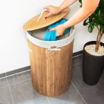 Cos de rufe rotund din bambus, RelaxDays, maro deschis, 70 l, 65 x 41 cm - imagine 6