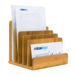 Suport pentru documente, 5 compartimente, din bambus, 23 x 24,5 x 20,5 cm