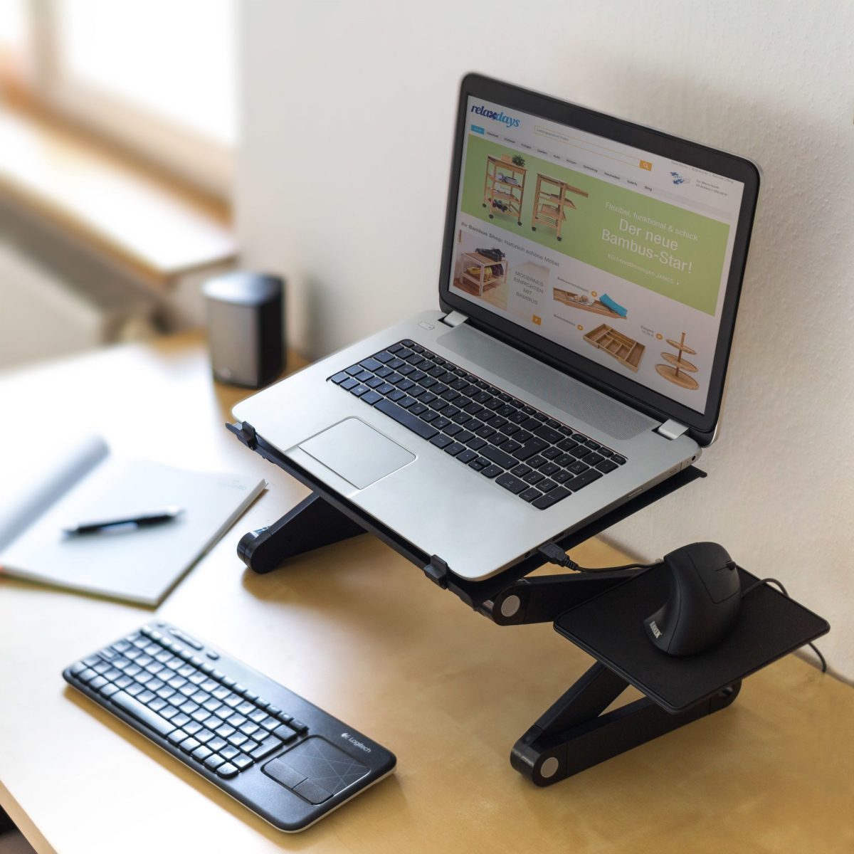 Suport pentru laptop, cu ventilator USB, reglabil pe inaltime, mousepad, 47 x 58 x 27 cm - imagine 2
