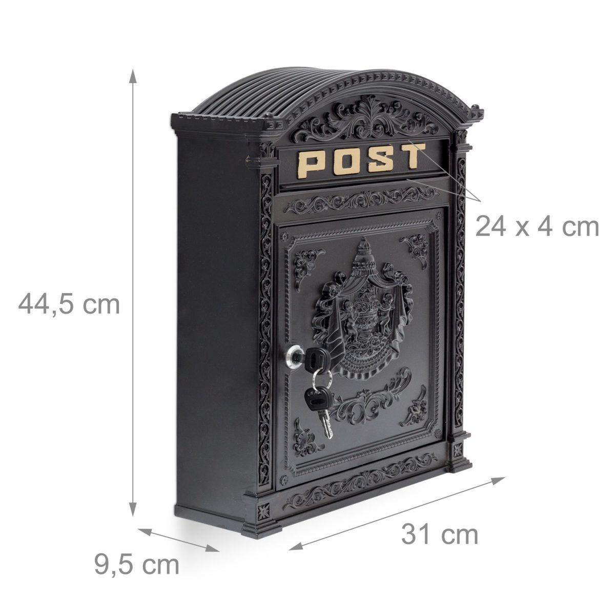 Cutie postala, stil antic, Relaxdays, negru, 44.5 x 31x 9.5 cm - imagine 3