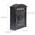 Cutie postala, stil antic, Relaxdays, negru, 44.5 x 31x 9.5 cm - imagine 3