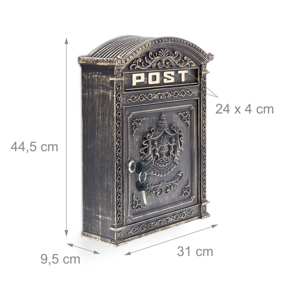 Cutie postala, stil antic, Relaxdays, maro, 44.5 x 31 x 9.5 cm - imagine 3