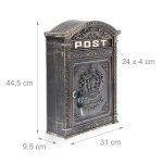 Cutie postala, stil antic, Relaxdays, maro, 44.5 x 31 x 9.5 cm - imagine 3