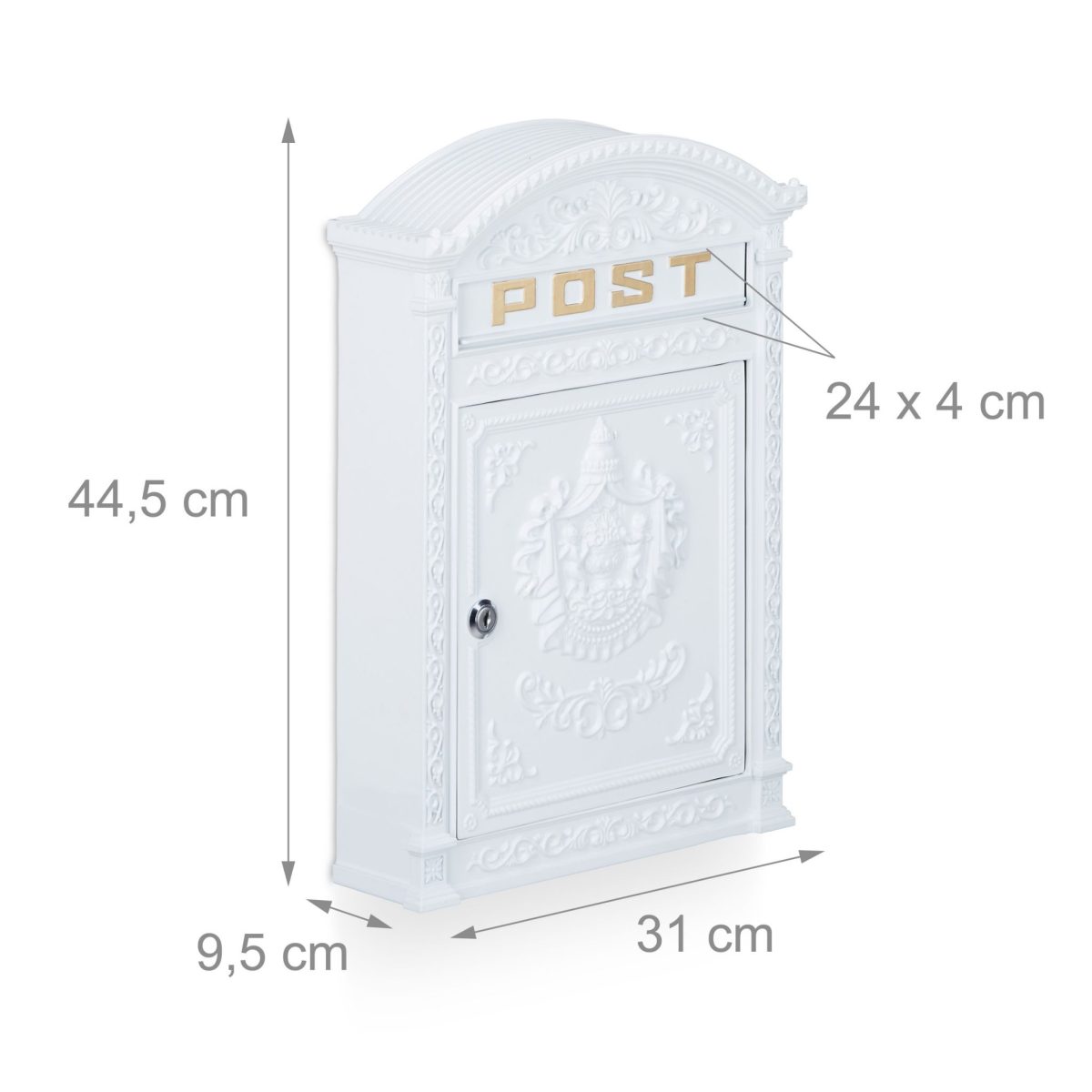 Cutie postala, stil antic, Relaxdays, alb, 44.5 x 31 x 9.5 cm - imagine 3
