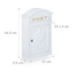Cutie postala, stil antic, Relaxdays, alb, 44.5 x 31 x 9.5 cm - imagine 3