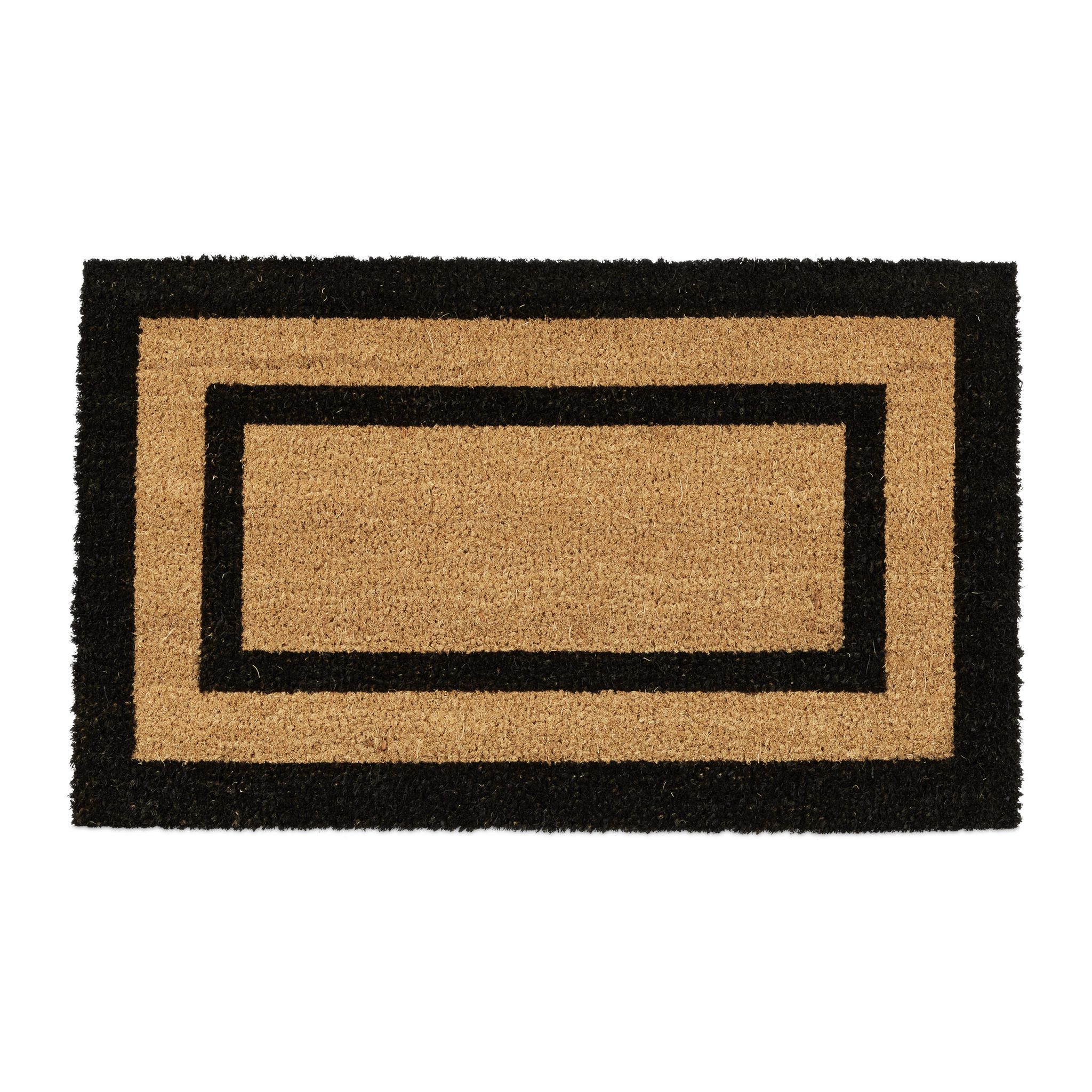 Covoras intrare Relaxdays, model-36, fibre de cocos, maro/negru, 75 x 45 x 1.5 cm