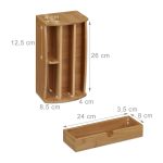 Organizator pentru birou, 4 compartimente, cu sertar detasabil, bambus, 11 x 27,5 x 15 cm - imagine 5