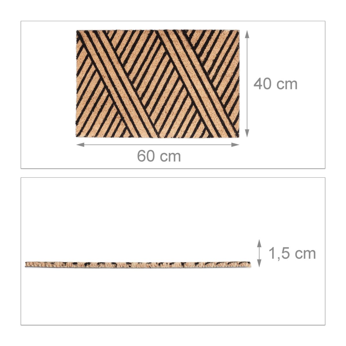 Covoras intrare Relaxdays, model-70, fibre de cocos, maro, 60 x 40 x 1.5 cm - imagine 6