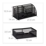 Organizator metalic pentru birou, 6 compartimente, sertar, negru, 12,5 x 27,5 x 14 cm - imagine 2