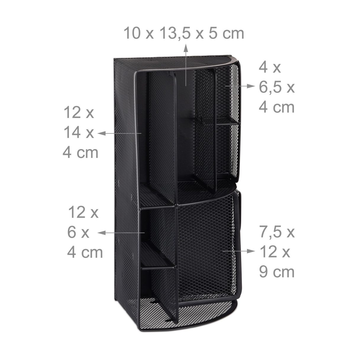 Organizator metalic pentru birou, 6 compartimente, sertar, negru, 12,5 x 27,5 x 14 cm - imagine 3