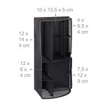 Organizator metalic pentru birou, 6 compartimente, sertar, negru, 12,5 x 27,5 x 14 cm - imagine 3