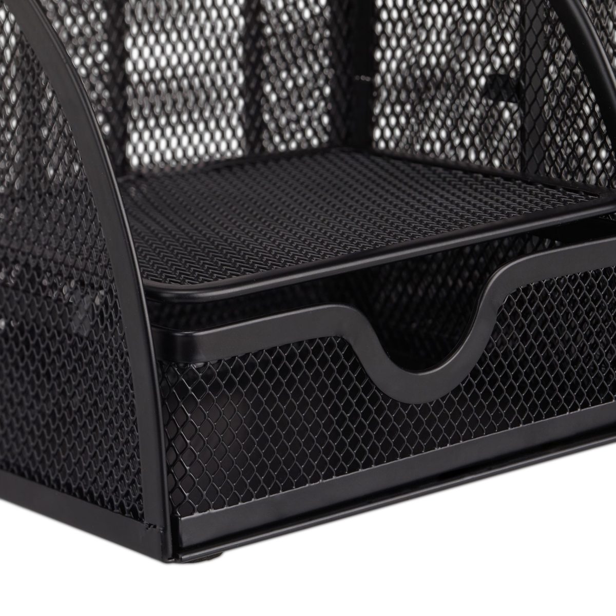 Organizator metalic pentru birou, 6 compartimente, sertar, negru, 12,5 x 27,5 x 14 cm - imagine 4