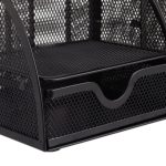 Organizator metalic pentru birou, 6 compartimente, sertar, negru, 12,5 x 27,5 x 14 cm - imagine 4
