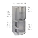 Organizator metalic pentru birou, 6 compartimente, sertar, argintiu, 12,5 x 27,5 x 14 cm - imagine 4