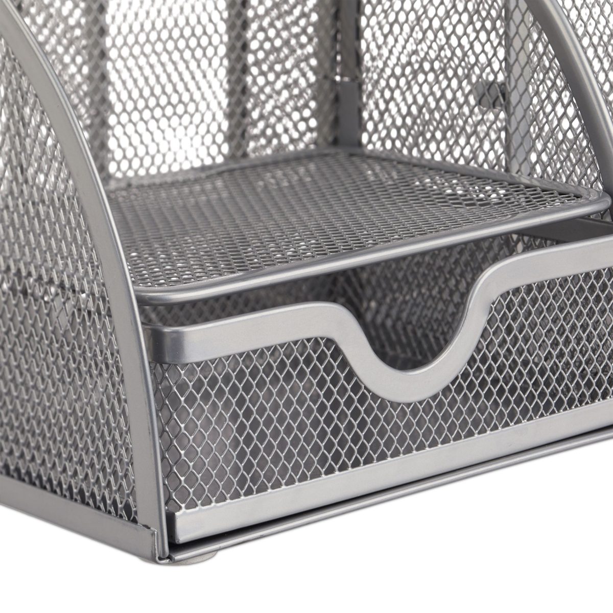 Organizator metalic pentru birou, 6 compartimente, sertar, argintiu, 12,5 x 27,5 x 14 cm - imagine 5