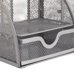 Organizator metalic pentru birou, 6 compartimente, sertar, argintiu, 12,5 x 27,5 x 14 cm - imagine 5