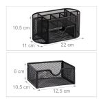 Organizator metalic pentru birou, 9 compartimente, sertar, negru, 10,5 x 22 x 11 cm - imagine 2