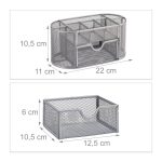 Organizator metalic pentru birou, 9 compartimente, sertar, argintiu, 10,5 x 22 x 11 cm - imagine 3