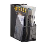 Suport pentru documente, 2 compartimente, din metal, negru, 31,5 x 14,3 x 25 cm
