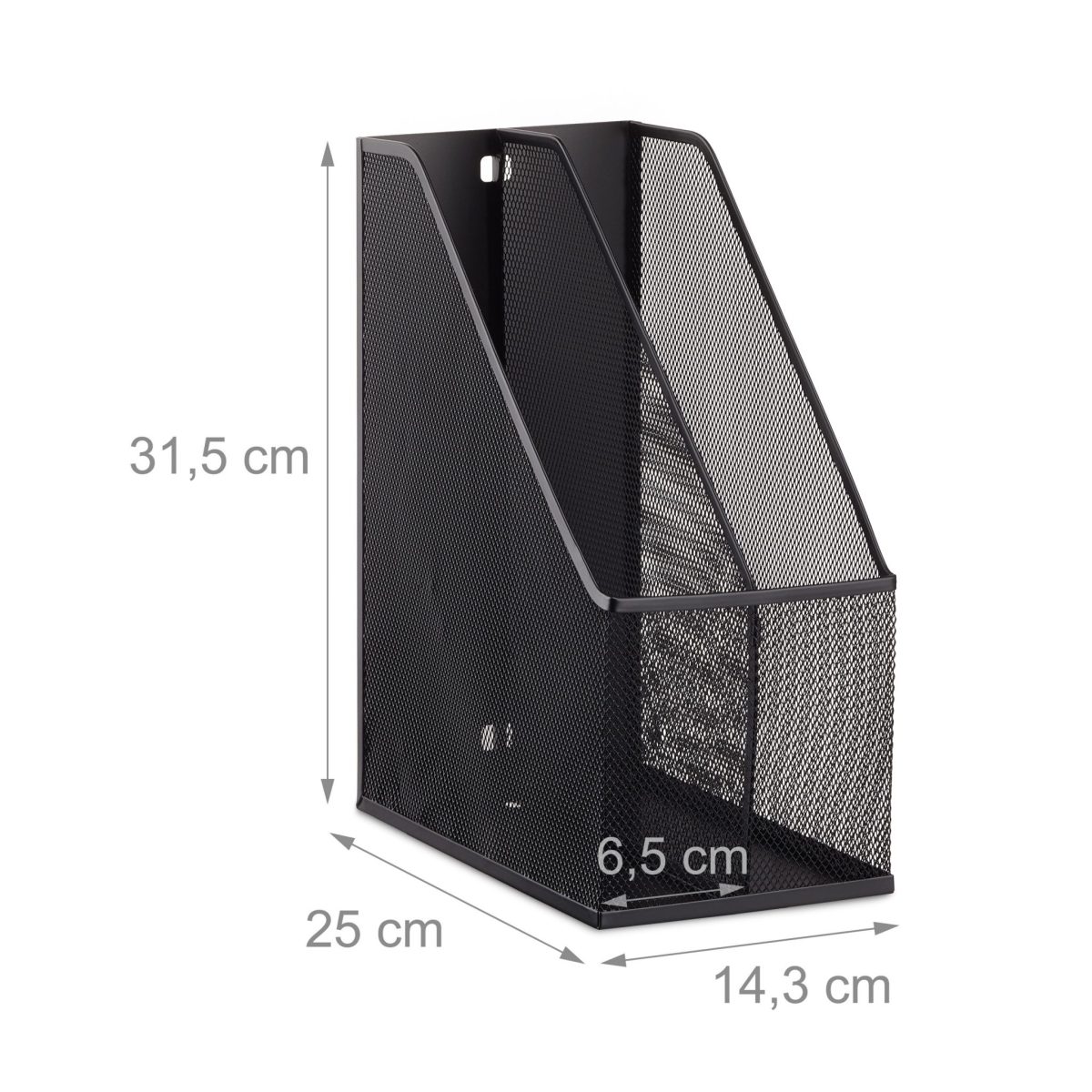Suport pentru documente, 2 compartimente, din metal, negru, 31,5 x 14,3 x 25 cm - imagine 4