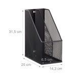 Suport pentru documente, 2 compartimente, din metal, negru, 31,5 x 14,3 x 25 cm - imagine 4