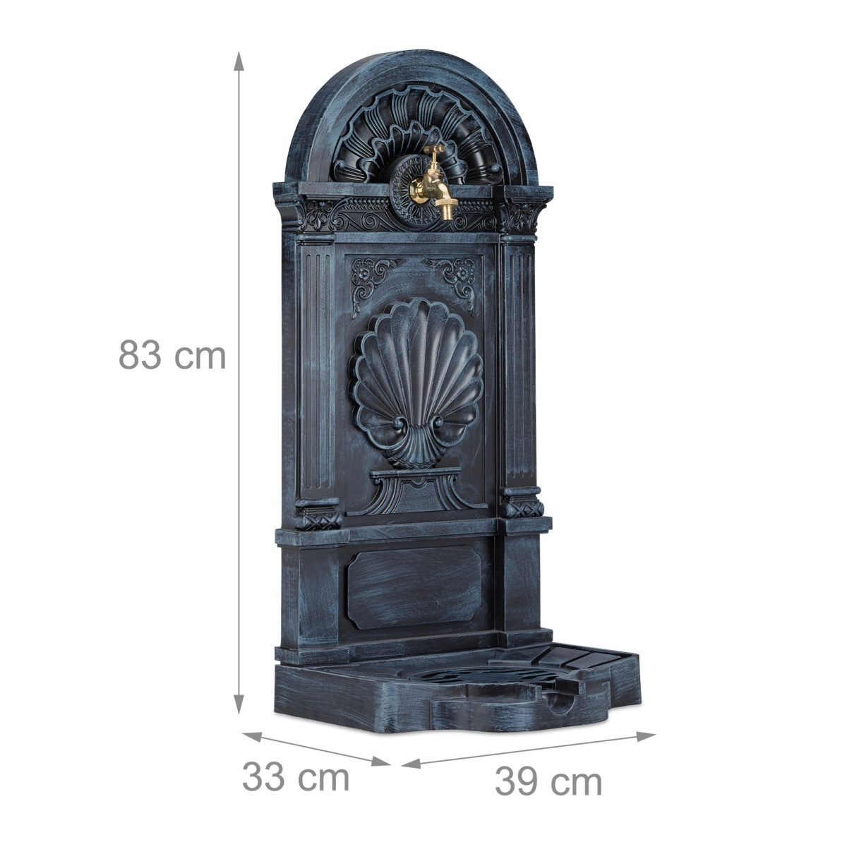 Cismea decorativa de gradina, design vintage antic, aluminiu, gri inchis, 83 x 39 x 33 cm - imagine 4