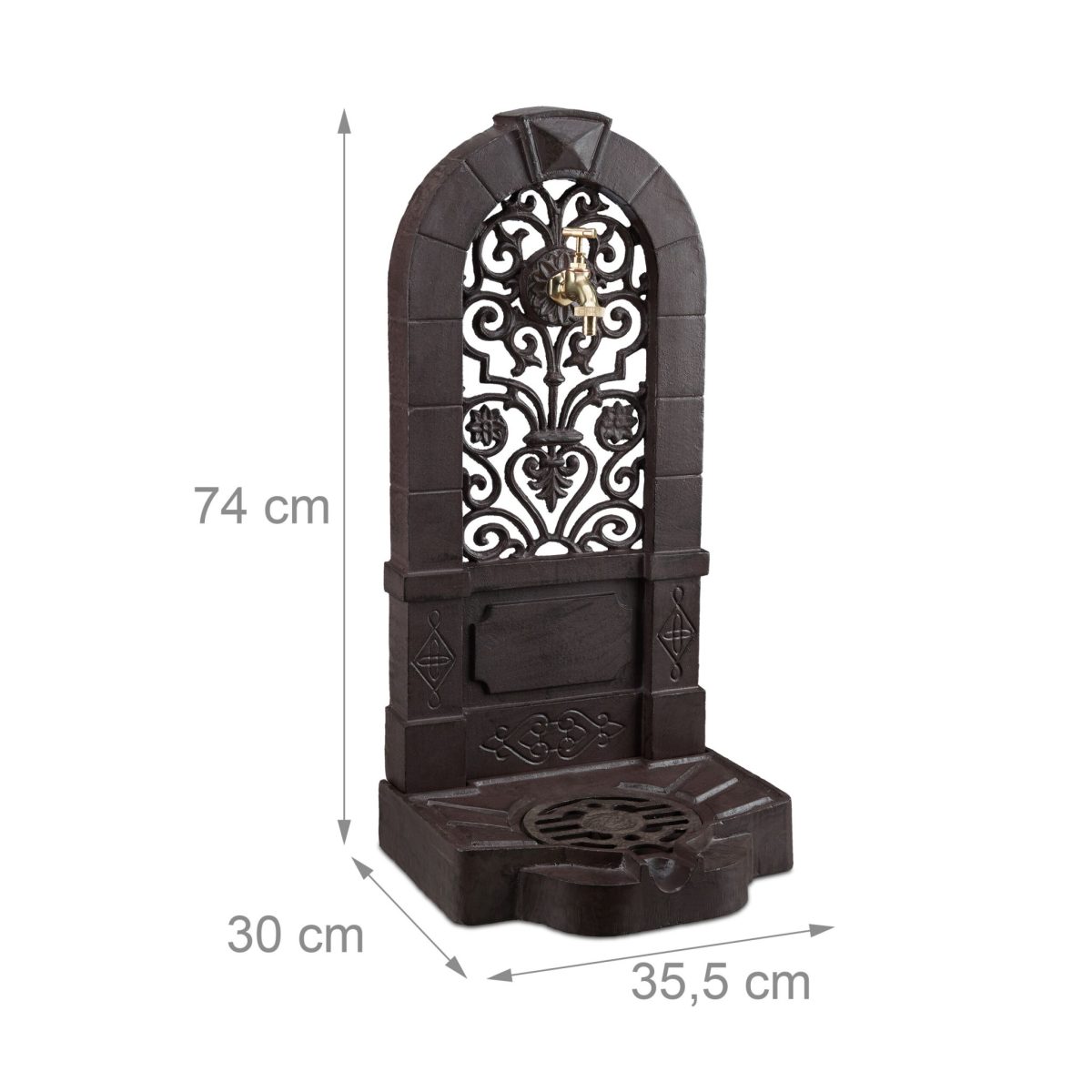 Cismea decorativa de gradina, design vintage antic, aluminiu, maro, 74 x 35,5 x 30 cm - imagine 5