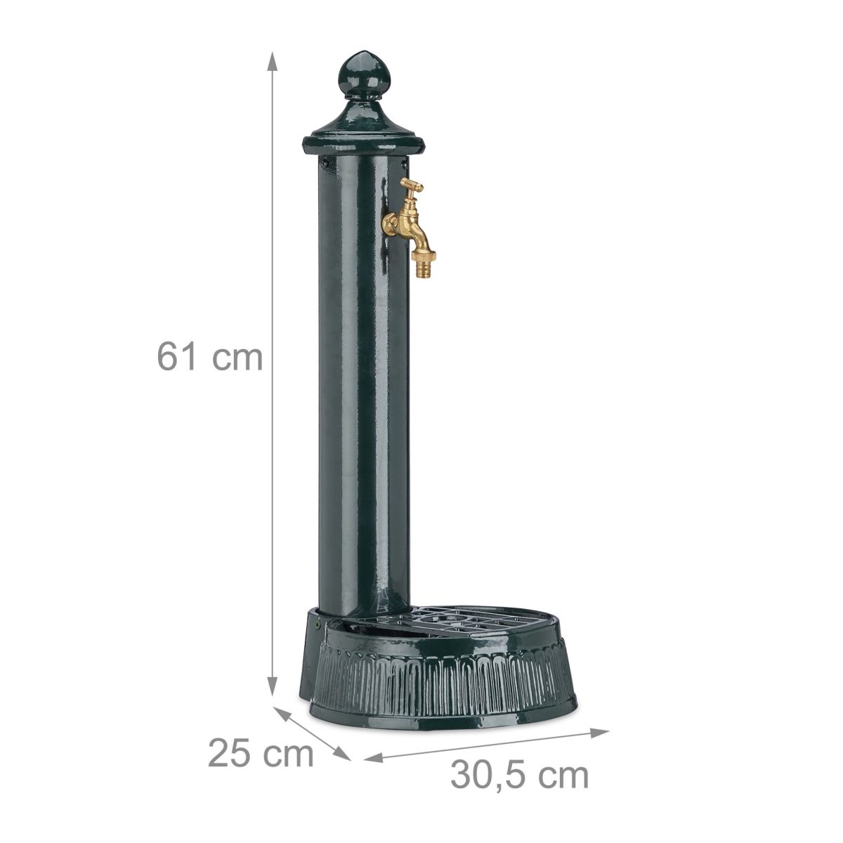 Cismea de gradina, design antic, cu robinet, 61 x 25 x 30,5 cm, verde inchis - imagine 3