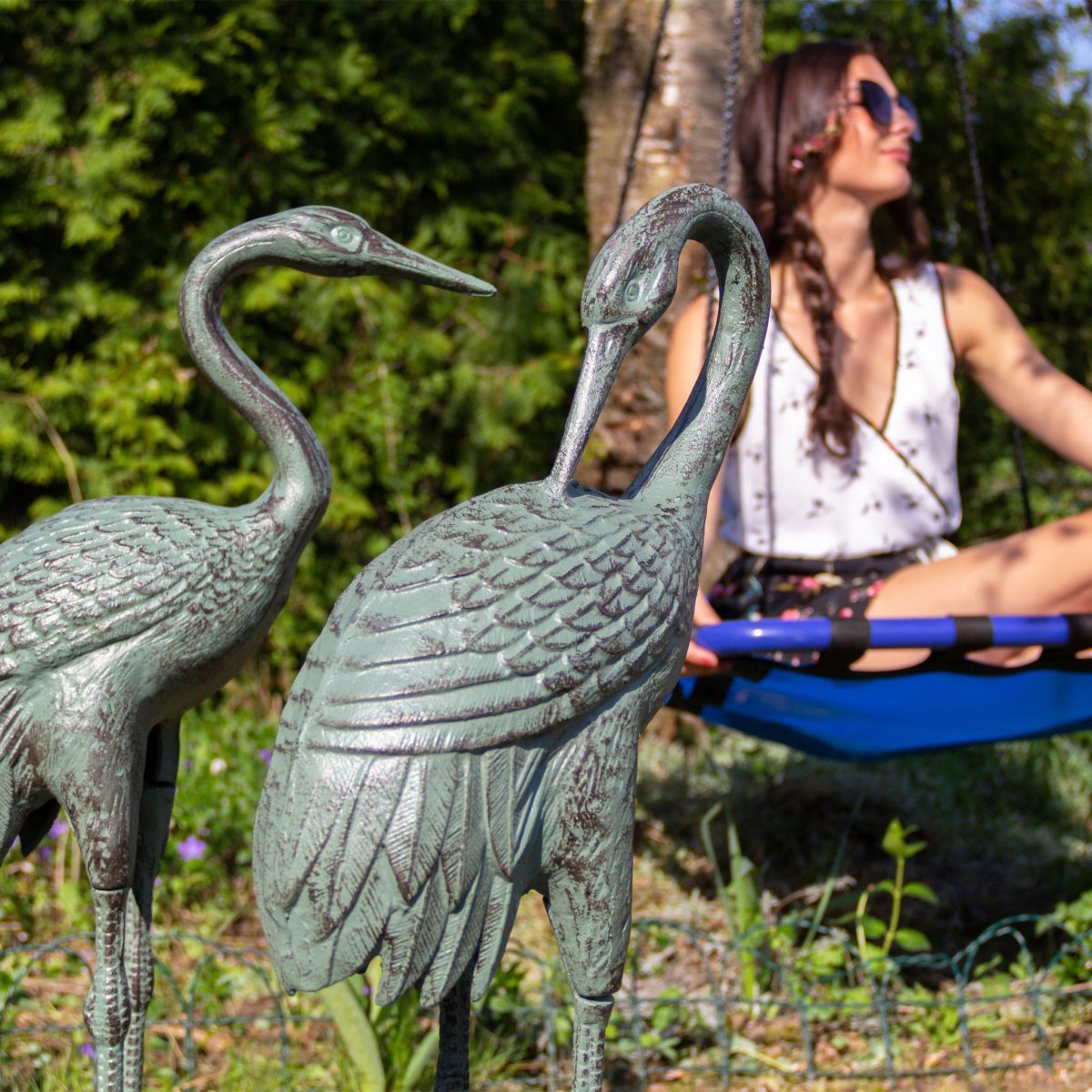 Decoratiune de gradina tip flamingo, 72 x 32 x 22 cm, gri - imagine 2