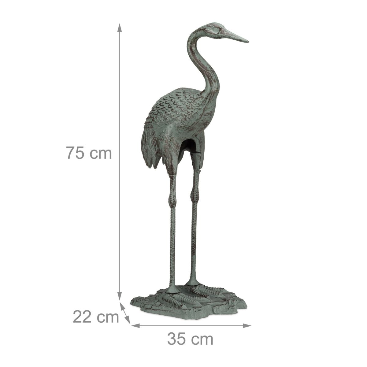 Decoratiune de gradina tip flamingo, 72 x 32 x 22 cm, gri - imagine 3