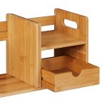 Organizator pentru birou, extensibil, raft pentru carti, 2 sertare, bambus, 21 x 51 - 80,5 x 19 cm - imagine 6