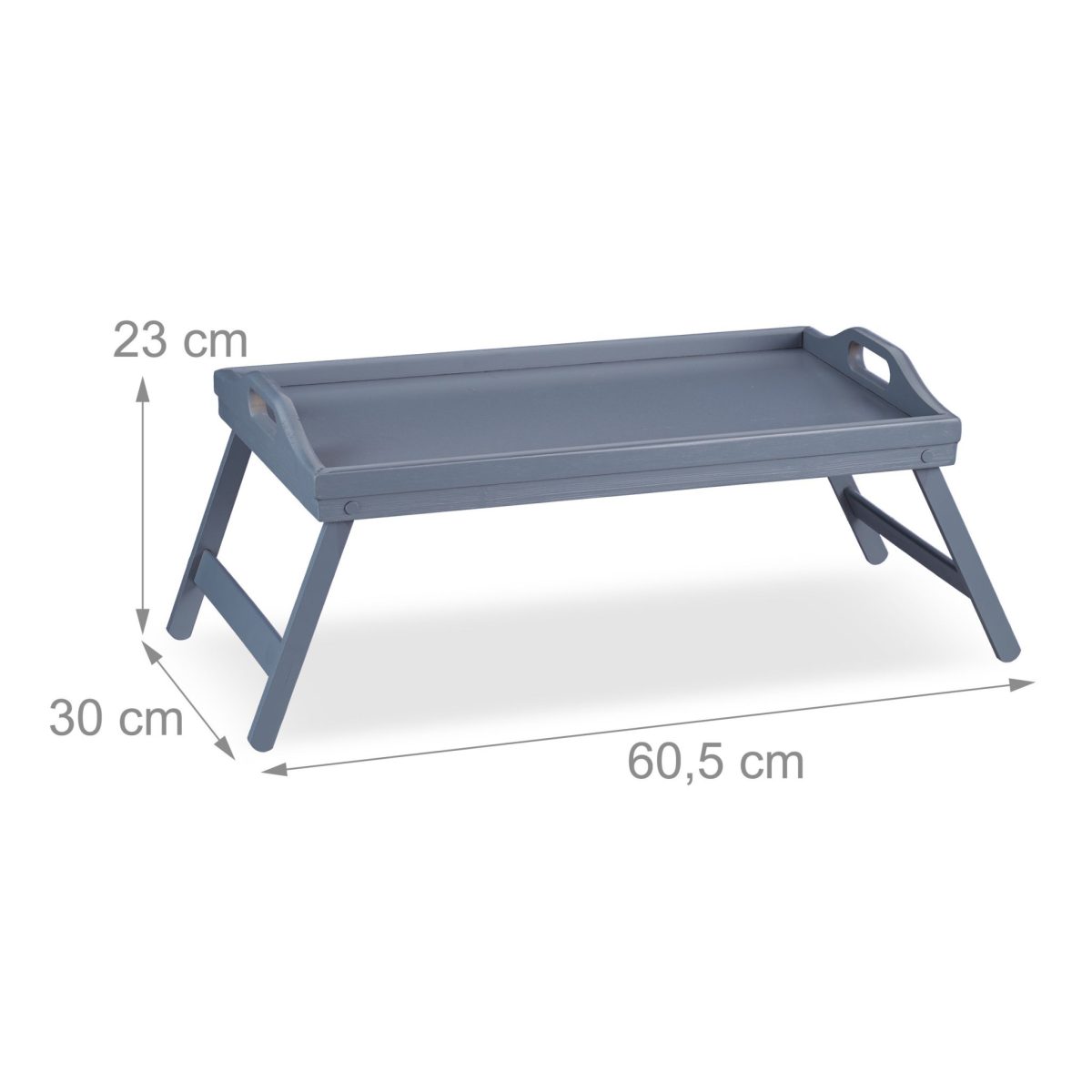 Tava servire din bambus, pliabila, dimensiuni 23 x 60,5 x 30 cm, gri, Relaxdays - imagine 2