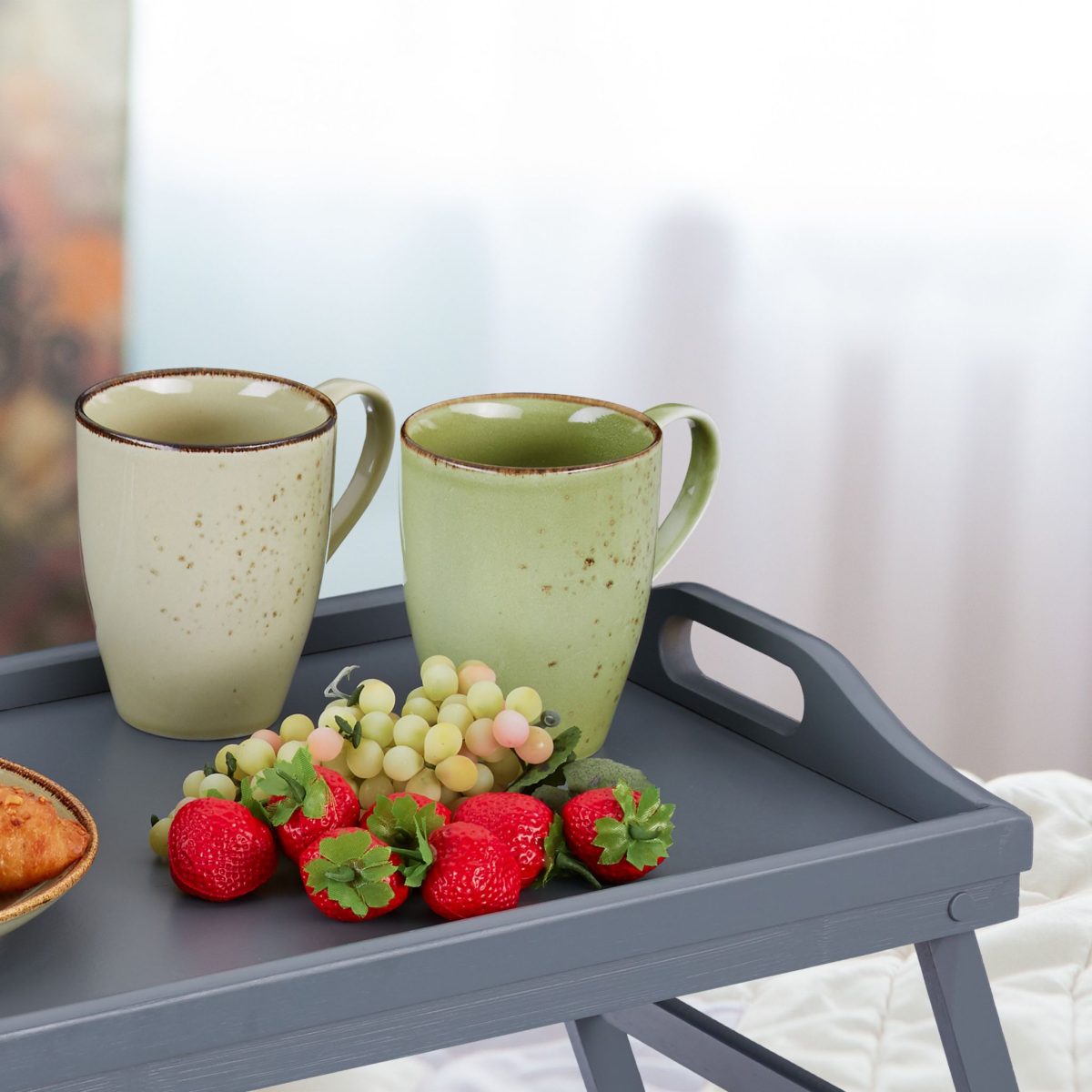 Tava servire din bambus, pliabila, dimensiuni 23 x 60,5 x 30 cm, gri, Relaxdays - imagine 6