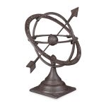 Decoratiune antica de gradina, Cadran Solar, cifre romane 1 - 8 / 6 - 12, 42 x 33,5 x 32 cm, maro