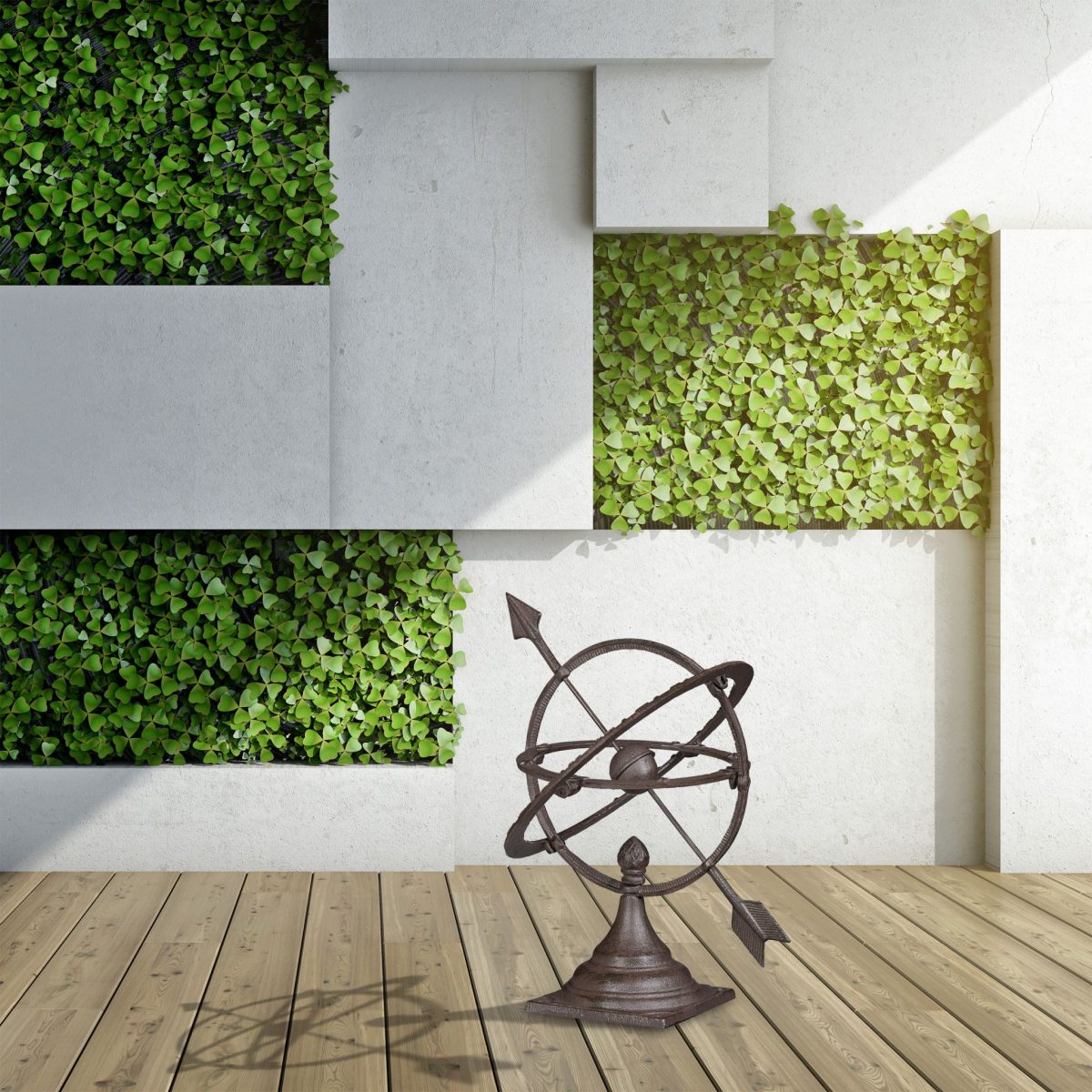 Decoratiune antica de gradina, Cadran Solar, cifre romane 1 - 8 / 6 - 12, 42 x 33,5 x 32 cm, maro - imagine 4