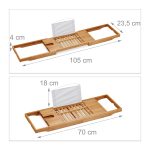 Suport extensibil pentru cada, bambus, 4 x 105 x 23,5 cm - imagine 4