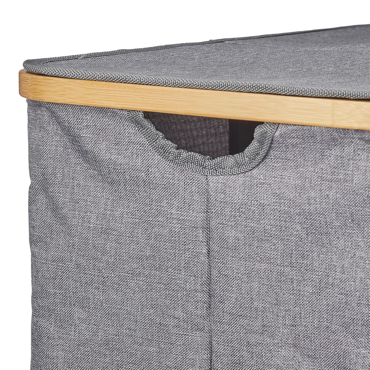 Cos de rufe cu 2 compartimente si capac, Relaxdays, gri, 74 l, 50 x 54 x 33,5 cm - imagine 7