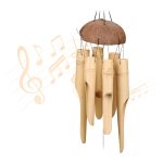 Clopot de vant din bambus, rezistent la intemperii, pentru balcon sau gradina, 72 x 14 cm