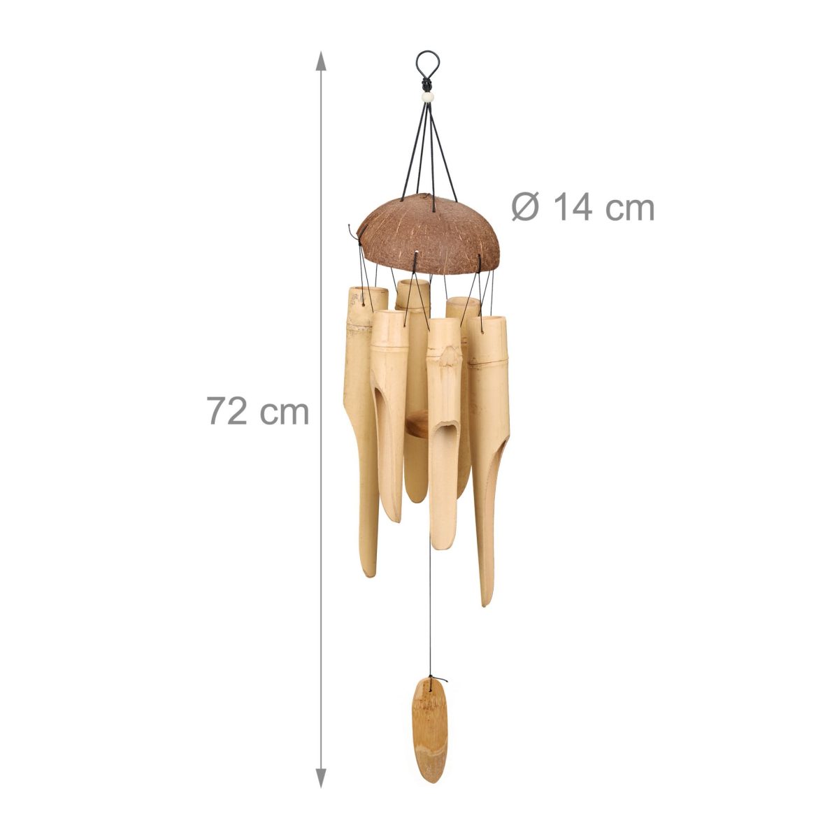 Clopot de vant din bambus, rezistent la intemperii, pentru balcon sau gradina, 72 x 14 cm - imagine 2