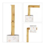 Suport hartie igienica, loc depozitare 6 rezerve, 71, 5 x 23, 5 x 19 cm, maro, bambus - imagine 5