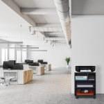 Dulap organizator, suport pentru imprimanta, cu roti, 4 rafturi, din PAL, 49 x 40 x 30 cm - imagine 2