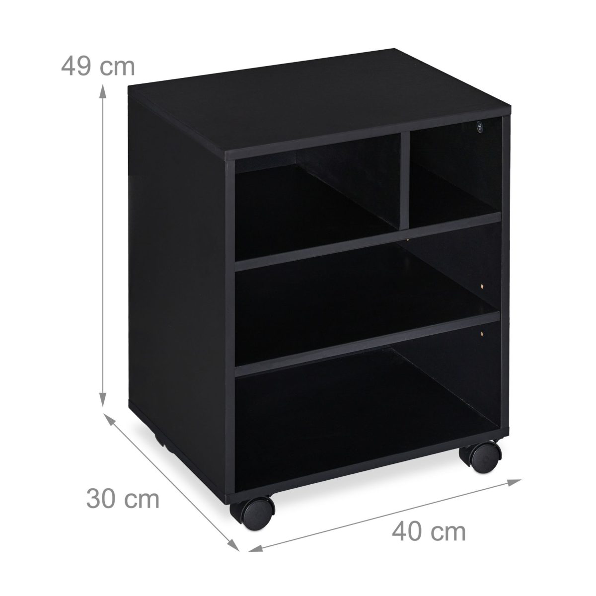 Dulap organizator, suport pentru imprimanta, cu roti, 4 rafturi, din PAL, 49 x 40 x 30 cm - imagine 4