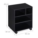 Dulap organizator, suport pentru imprimanta, cu roti, 4 rafturi, din PAL, 49 x 40 x 30 cm - imagine 4