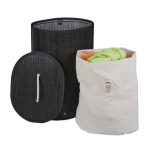Cos de rufe oval RelaxDays, din bambus, negru, 46 l, 55 x 42 x 32 cm - imagine 7
