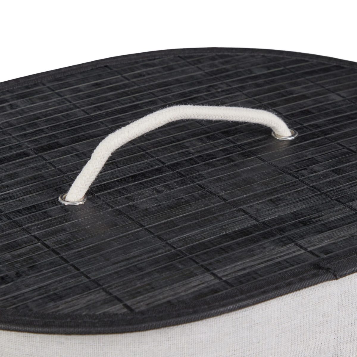 Cos de rufe oval RelaxDays, din bambus, negru, 46 l, 55 x 42 x 32 cm - imagine 5