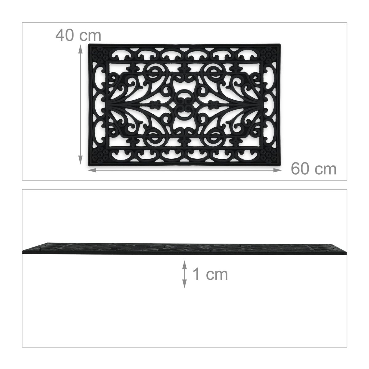 Covoras intrare Relaxdays, model-83, cauciuc, Negru, 60 x 40 x 1 cm - imagine 2