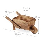 Vas de flori tip carucior, 2 bucati, lemn, natur, 10 x 22 x 12 cm - imagine 4