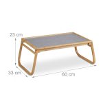 Tava servire din bambus, pliabila, dimensiuni 23 x 60 x 33 cm, gri/maro, Relaxdays - imagine 3