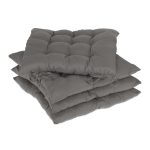 Set 4 perne pentru scaun, sistem de prindere, poliester, gri, 5 x 38 x 38 cm