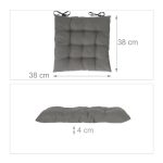 Set 4 perne pentru scaun, sistem de prindere, poliester, gri, 5 x 38 x 38 cm - imagine 5